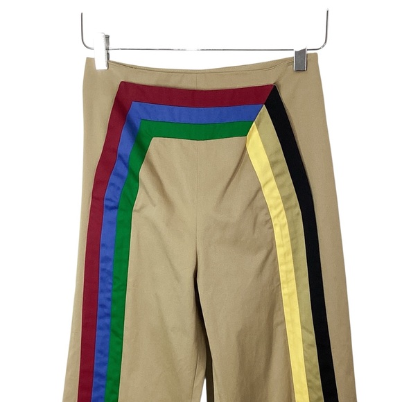 Chic Tan Wide Leg Pants with Multicolor Stripes - Picture 4 of 14